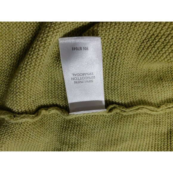 J Jill Medium Lightweight Open Cardigan Linen Cotton Modal Pea Green Women's - Picture 5 of 9